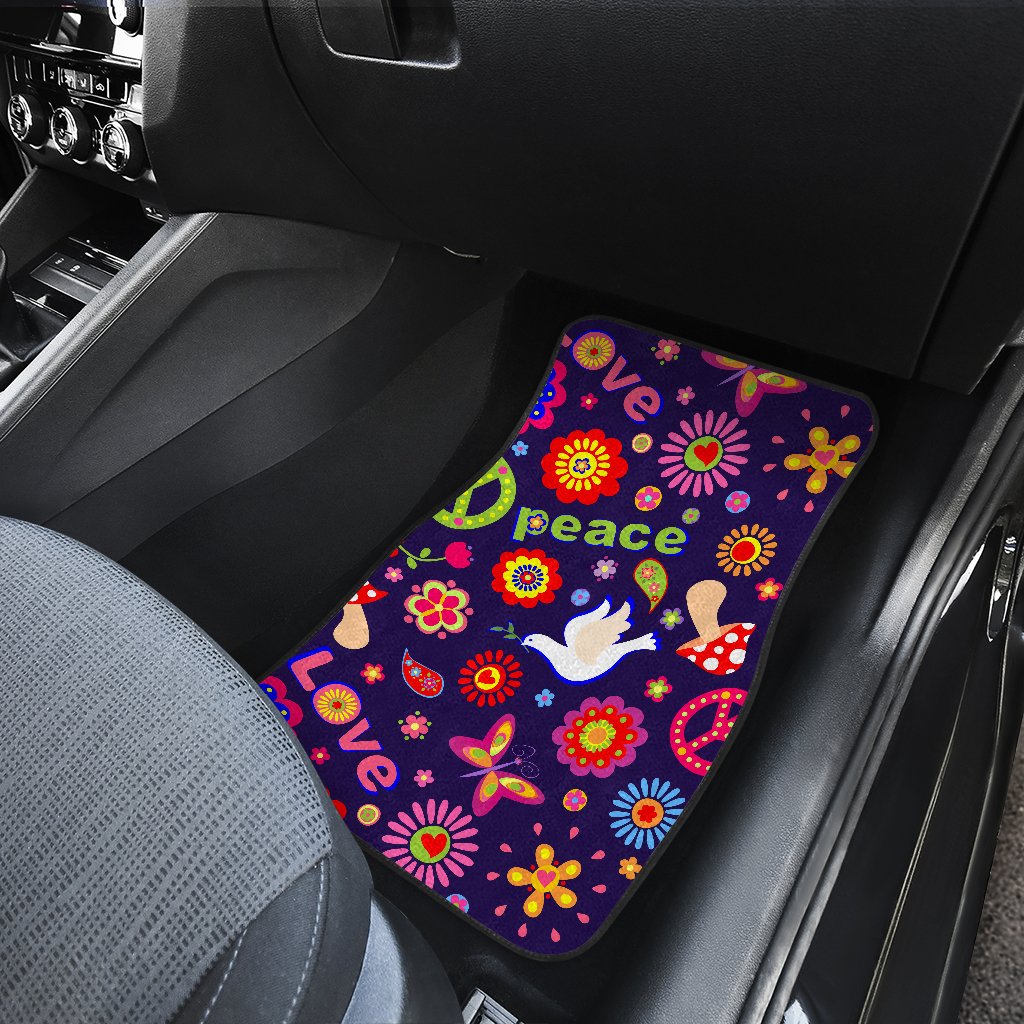 Flower Power Peace Design Print Car Floor Mats