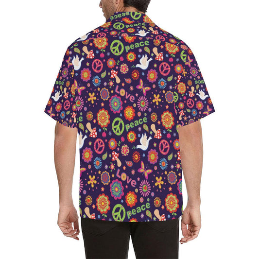 Flower Power Peace Design Print Men Aloha Hawaiian Shirt