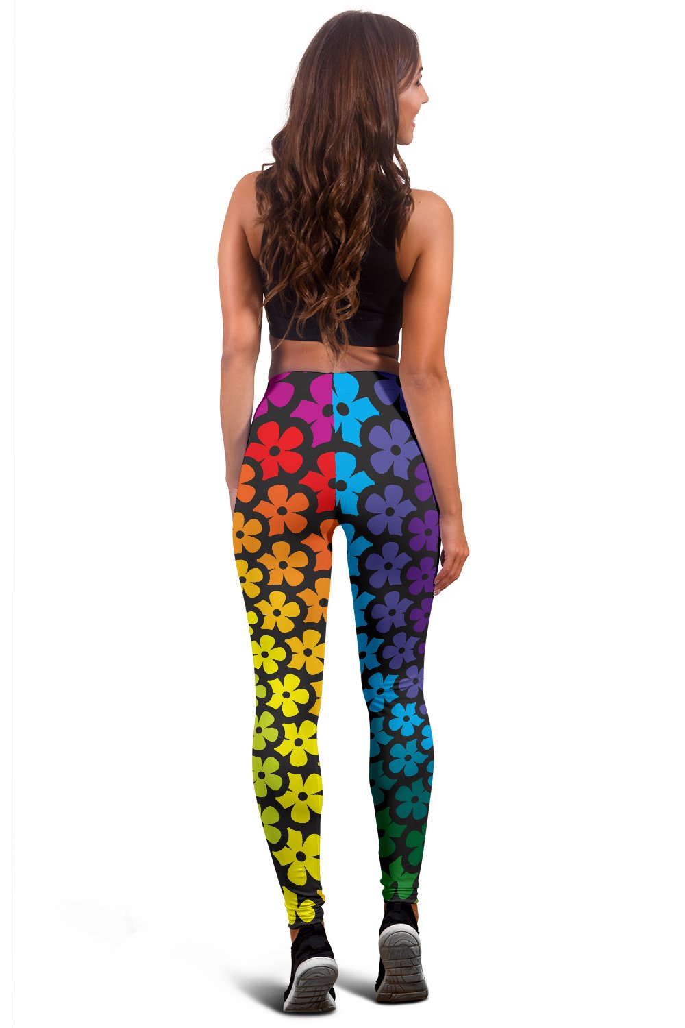 Flower Power Rainbow Spiral Print Women Leggings
