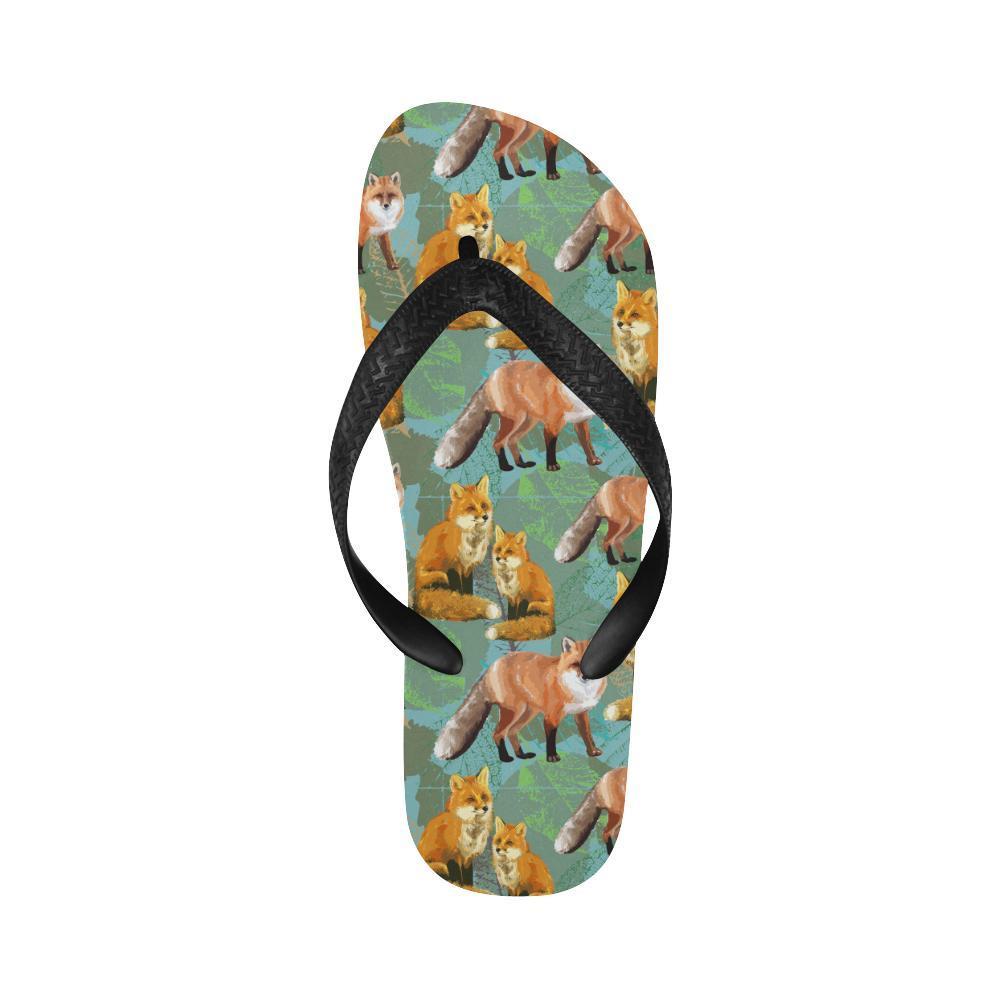 Fox Autumn leaves Themed Flip Flops-JTAMIGO.COM