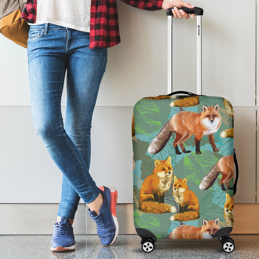Fox Autumn Leaves Themed Luggage Cover Protector
