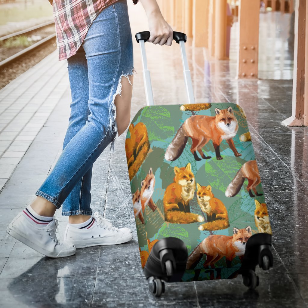 Fox Autumn Leaves Themed Luggage Cover Protector