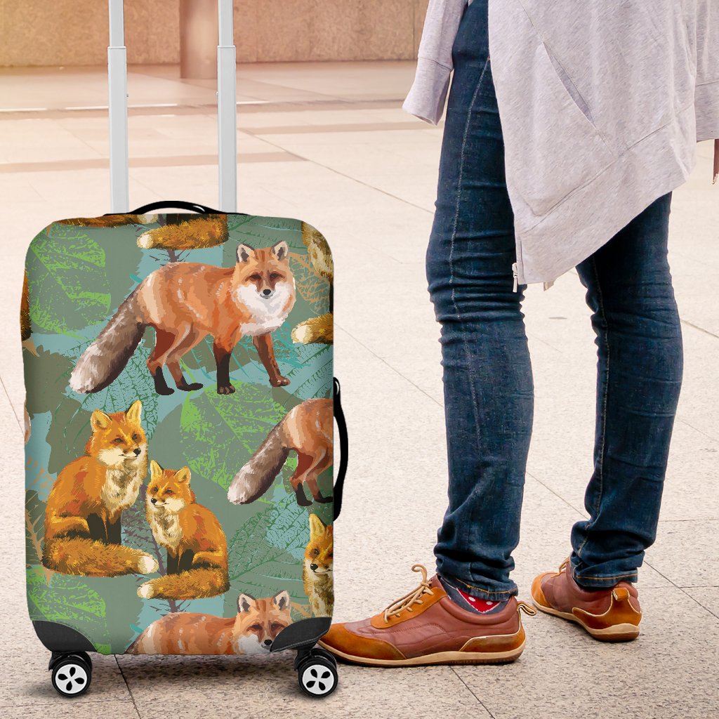 Fox Autumn Leaves Themed Luggage Cover Protector