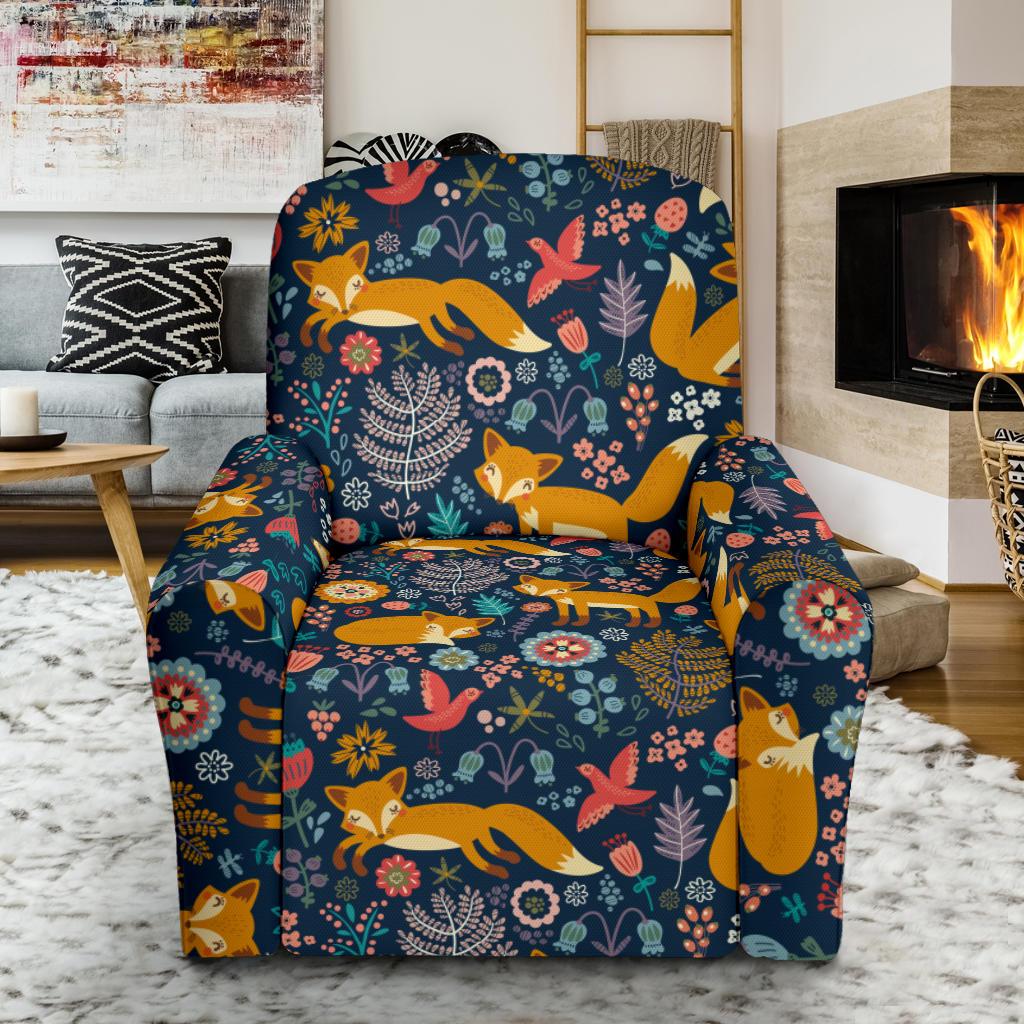 Fox Cute Jungle Print Pattern Single Sofa Slipcover -JTAMIGO.COM