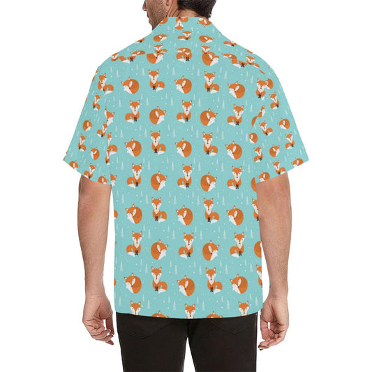 Fox Design Snow Print Pattern Men Aloha Hawaiian Shirt