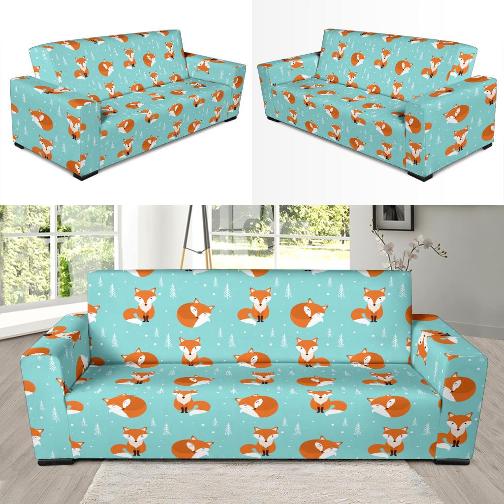 Fox Design Snow Print Pattern Sofa Slipcover-JTAMIGO.COM