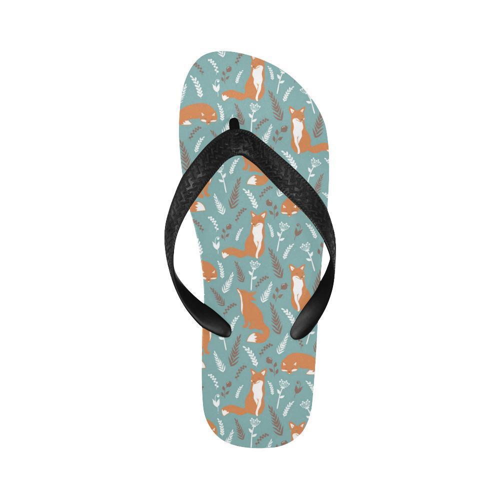 Fox Forest Print Pattern Flip Flops-JTAMIGO.COM