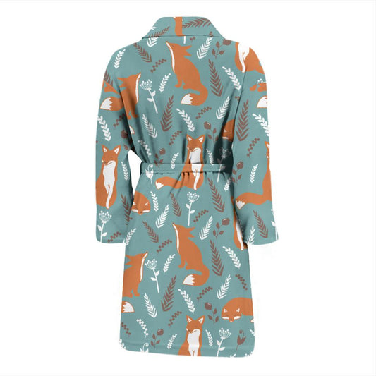 Fox Forest Print Pattern Men Bath Robe-JTAMIGO.COM
