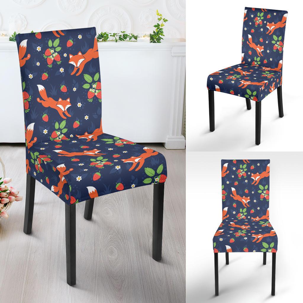 Fox Strawberry Print Pattern Dinning Chair Slipper-JTAMIGO.COM