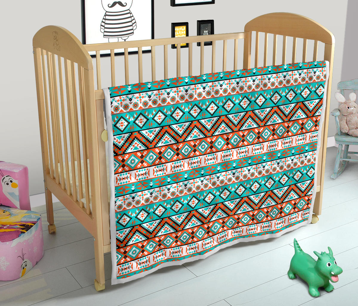 Navajo Style Print Pattern Quilt Bedspread