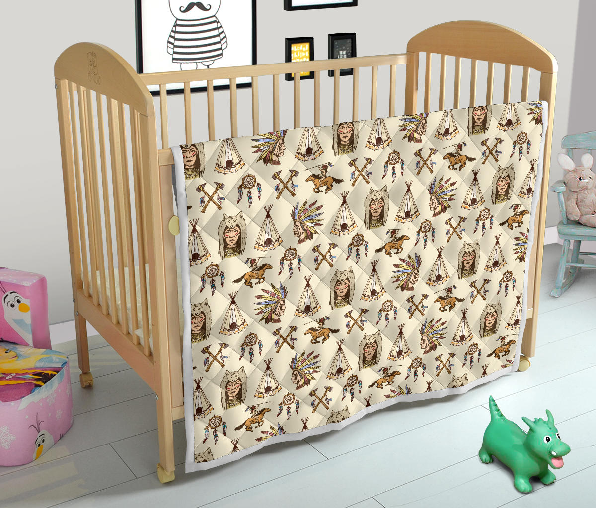Native Indian Pattern Design Print Quilt Bedspread