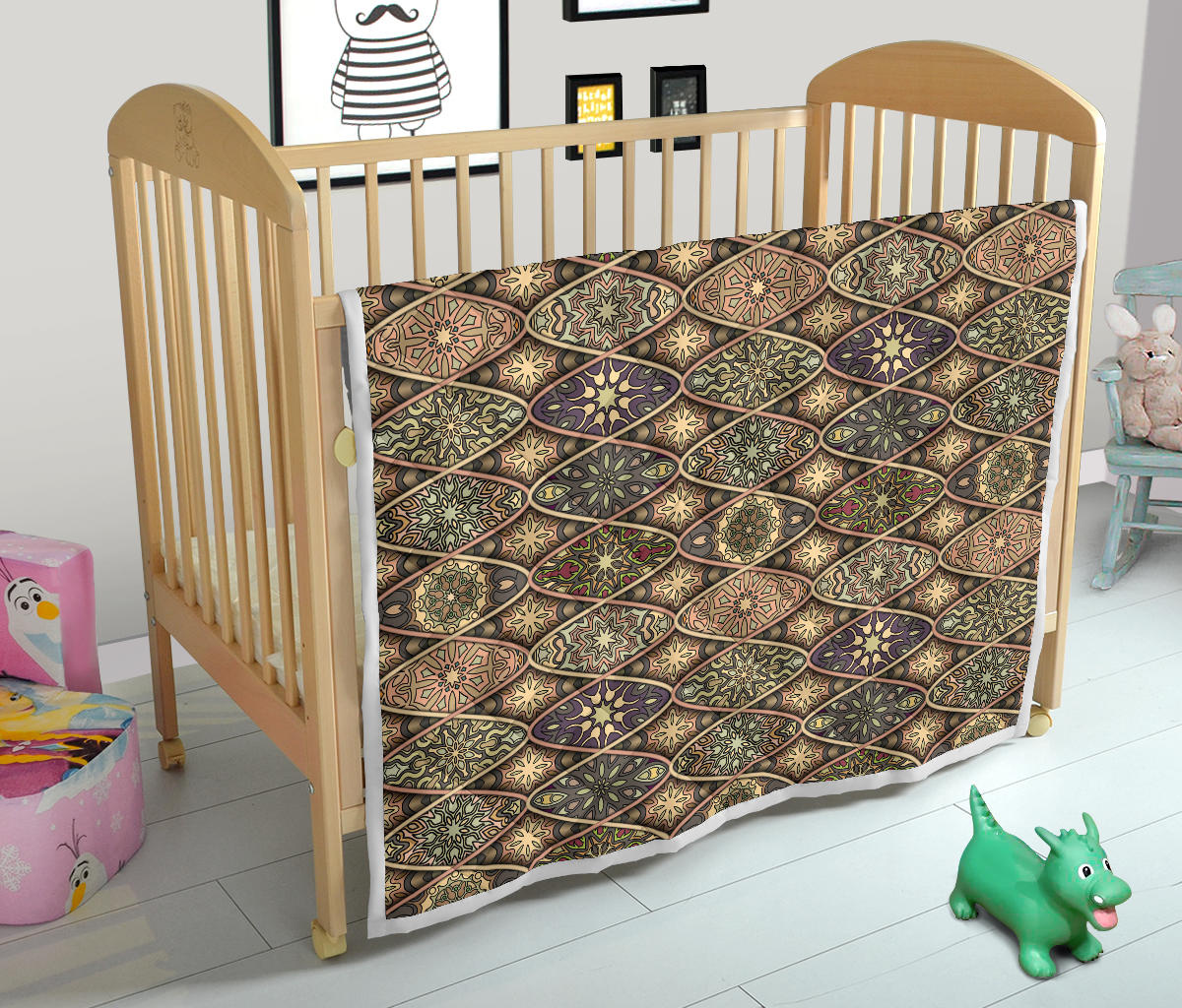 Mandala Motif Themed Design Print Quilt Bedspread