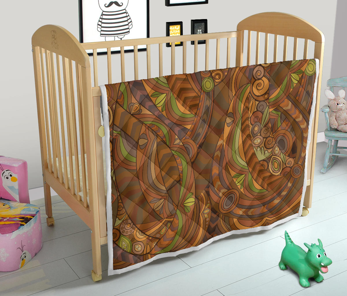 Maori Ornament Design Print Quilt Bedspread