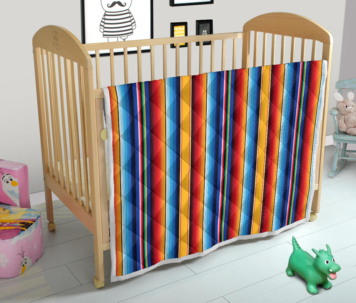 Mexican Blanket Stripe Print Pattern Quilt Bedspread