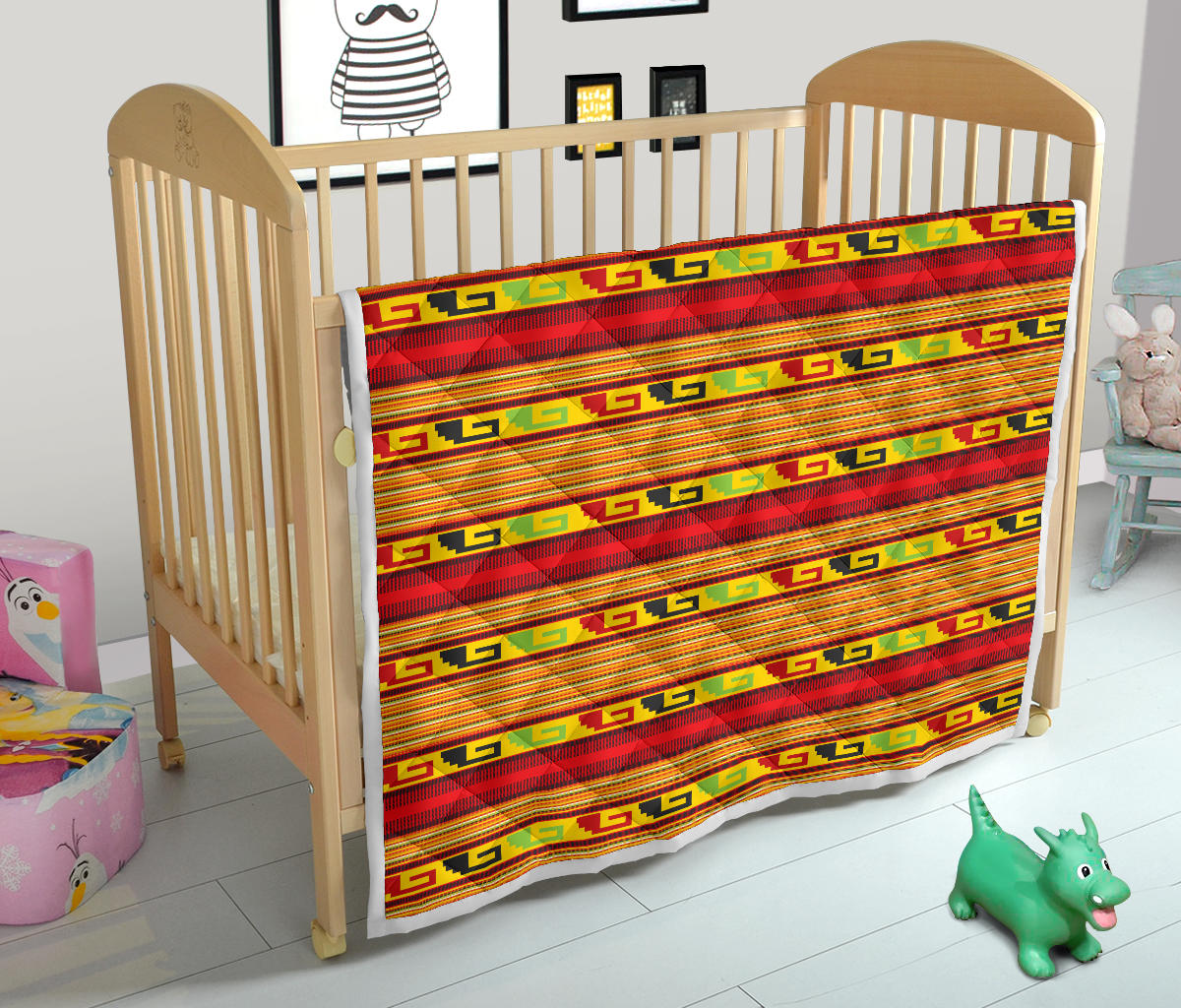Mexican Blanket Ornament Print Pattern Quilt Bedspread