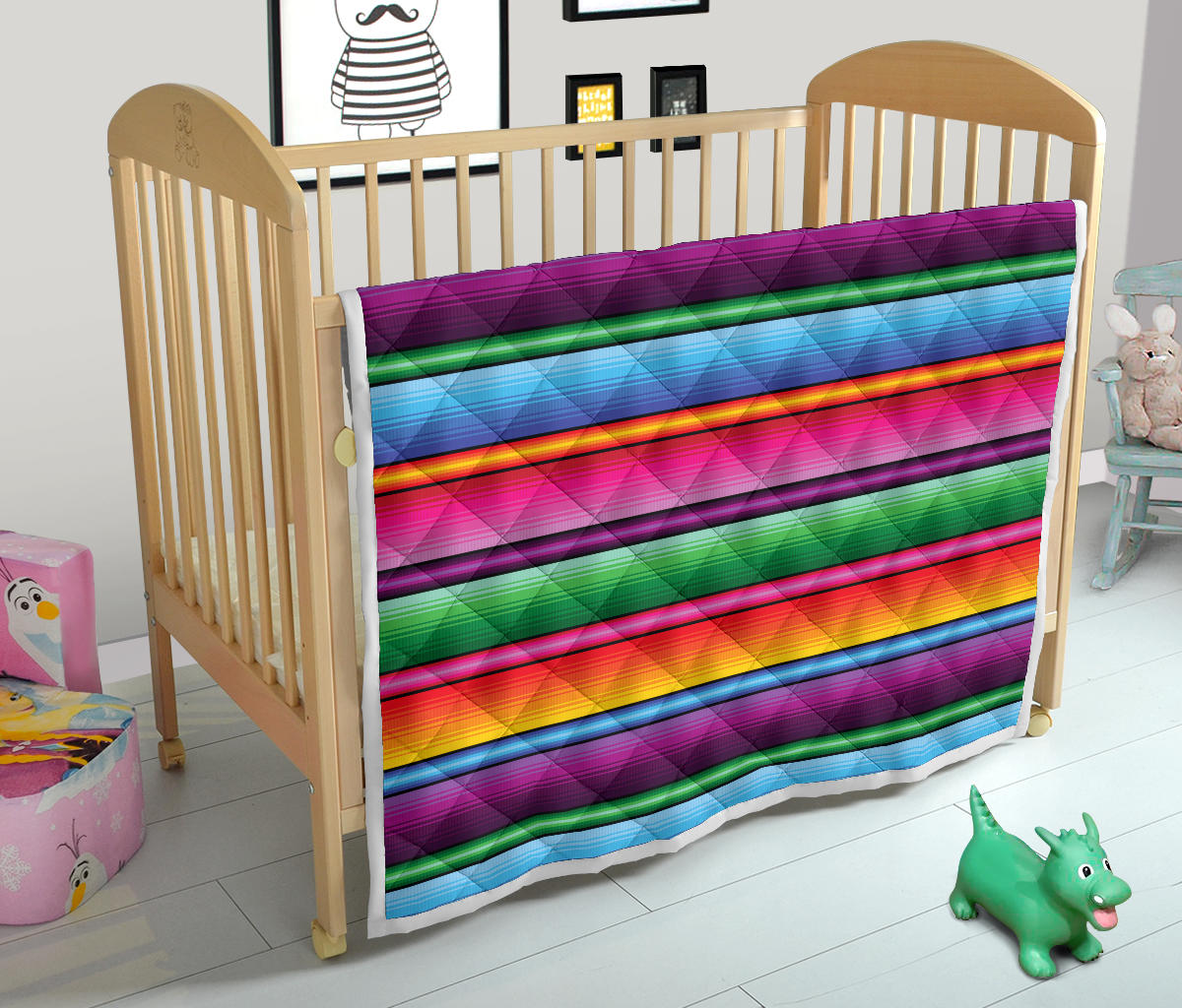 Mexican Blanket Colorful Print Pattern Quilt Bedspread