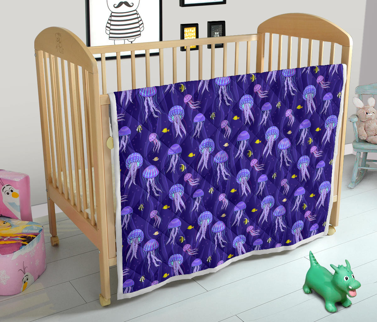 Jellyfish Style Print Quilt Bedspread