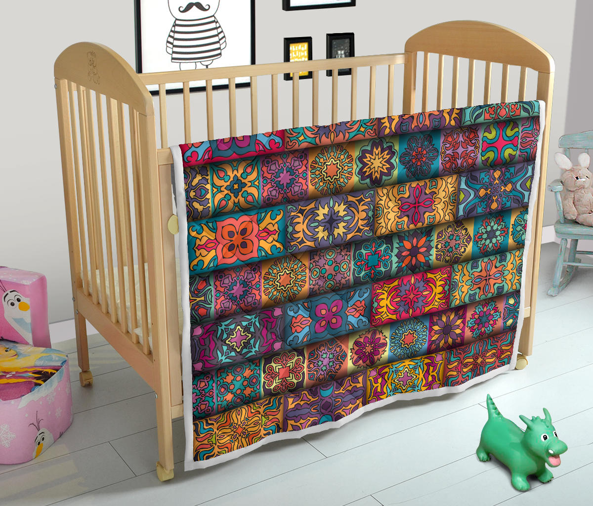 Mandala Style Design Print Quilt Bedspread
