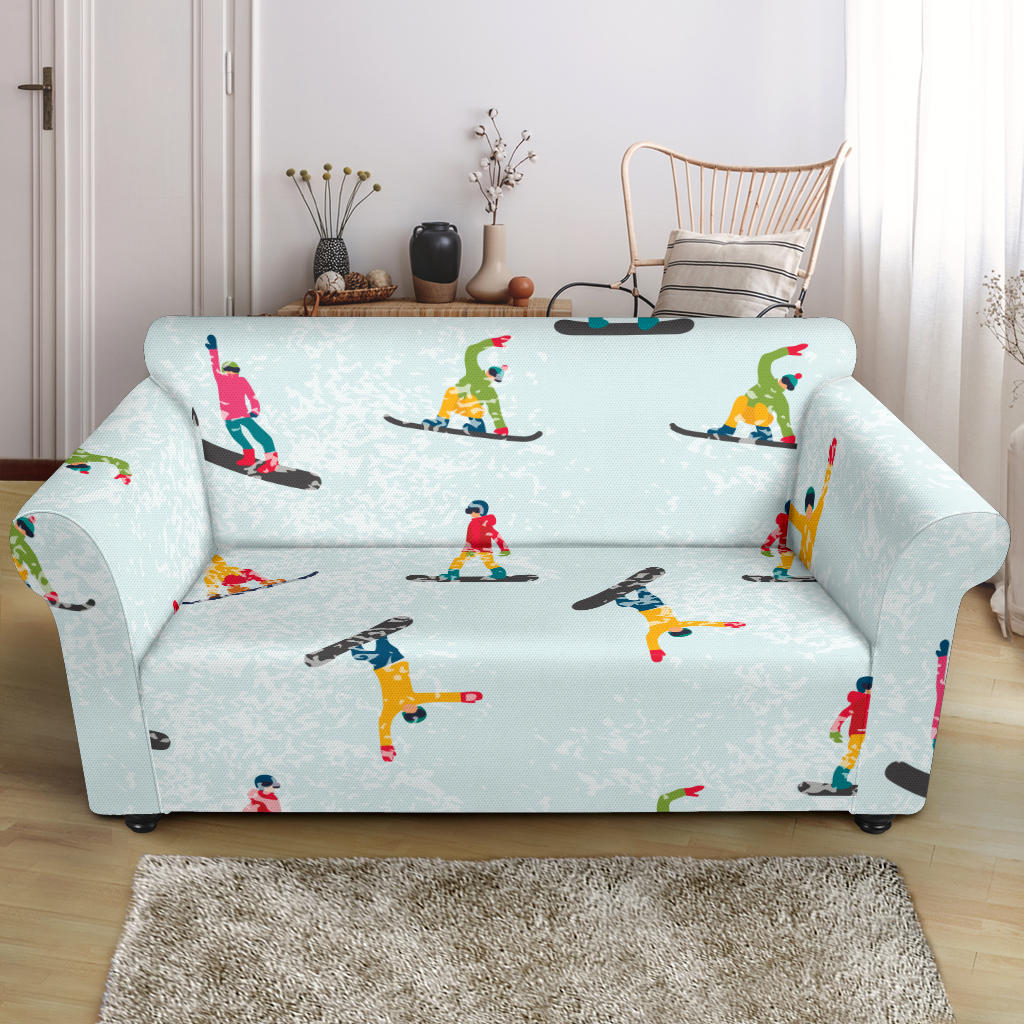 Snowboard Print Design LKS304 Loveseat Couch Slipcover
