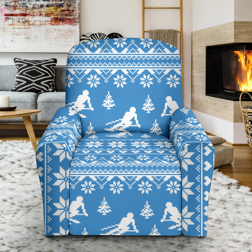 Ski Knit Pattern Print Design LKS302 Recliner Slipcover with Pocket