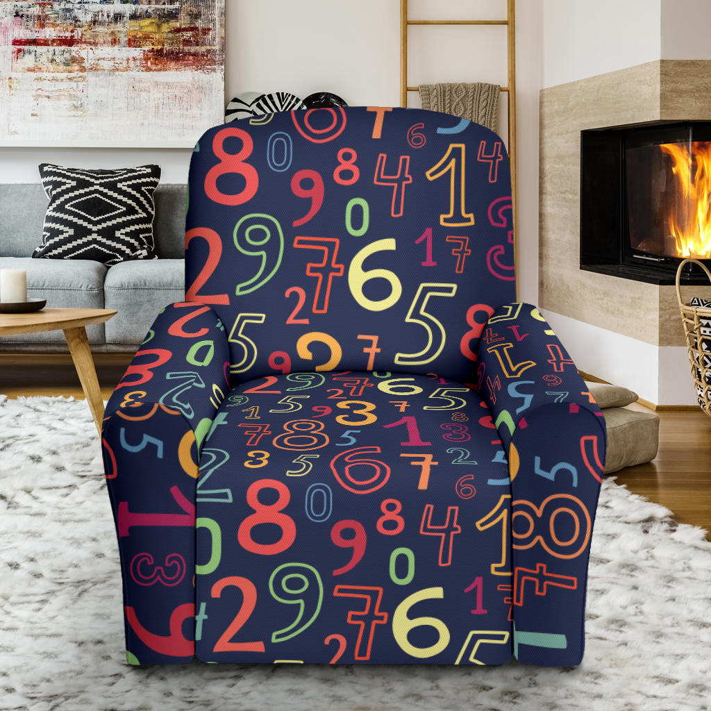 Number Pattern Print Design A01 Recliner Slipcover with Pocket