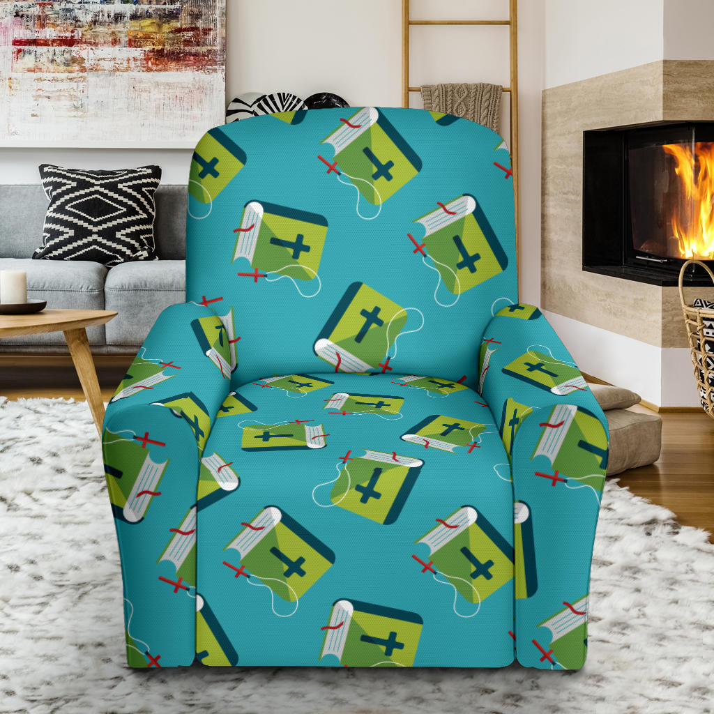 Bible Pattern Print Design 01 Recliner Slipcover with Pocket