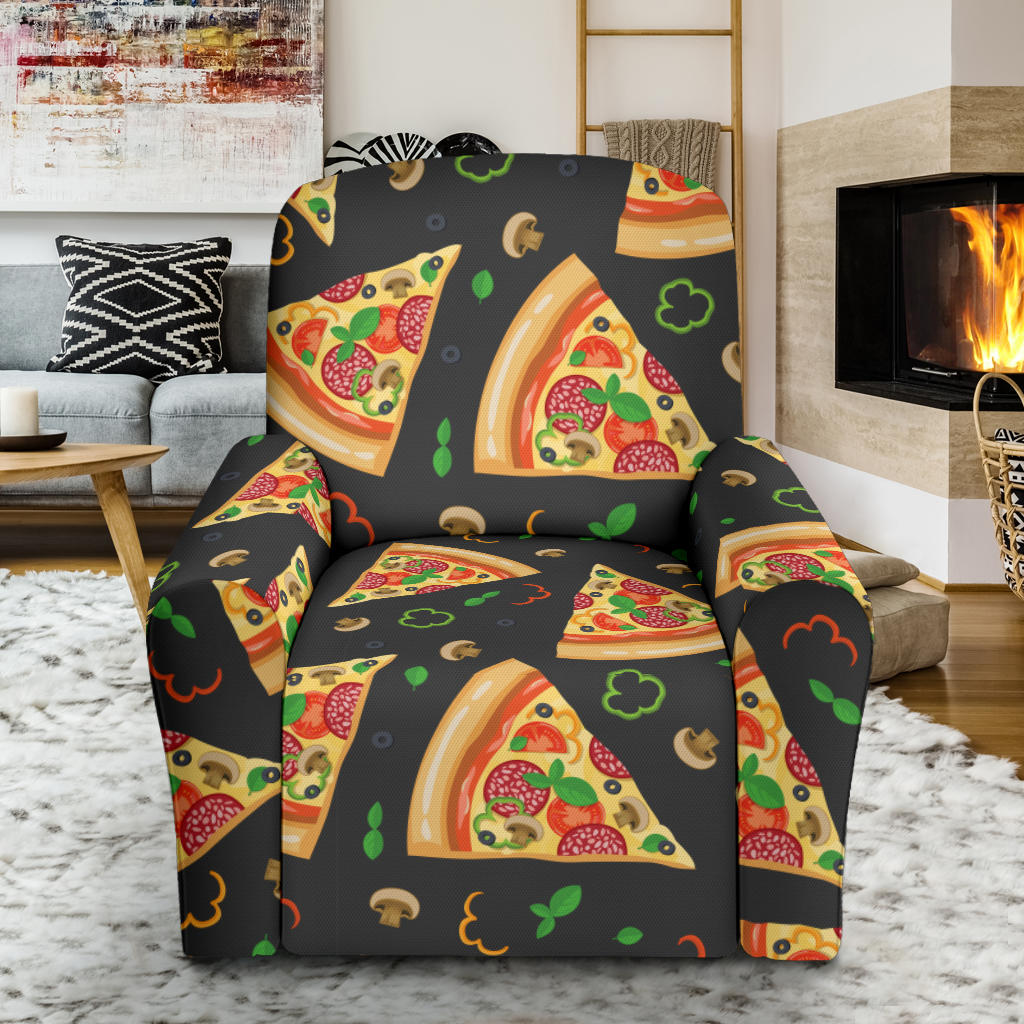 Pizza Pattern Print Design A02 Recliner Slipcover with Pocket