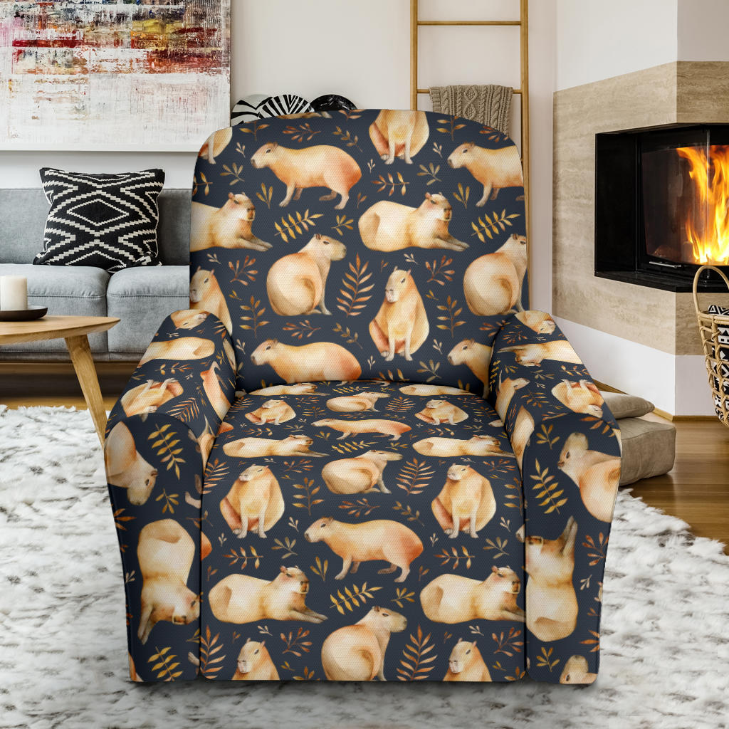 Capybara Pattern Print Design 02 Recliner Slipcover with Pocket