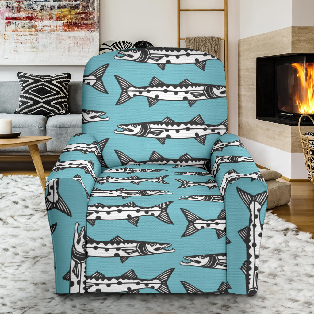Barracuda Pattern Print Design 03 Recliner Slipcover with Pocket