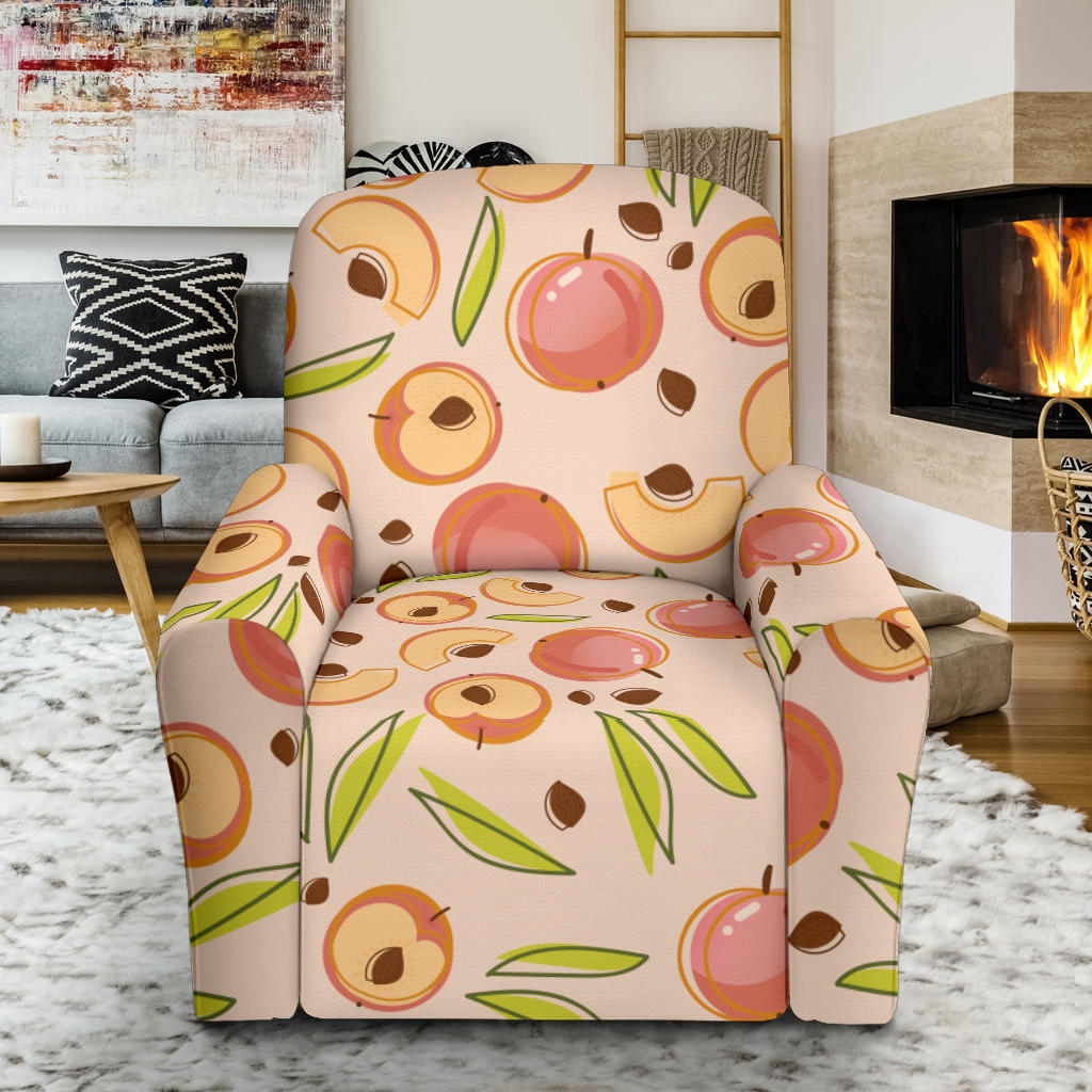 Peach Pattern Print Design A01 Recliner Slipcover with Pocket