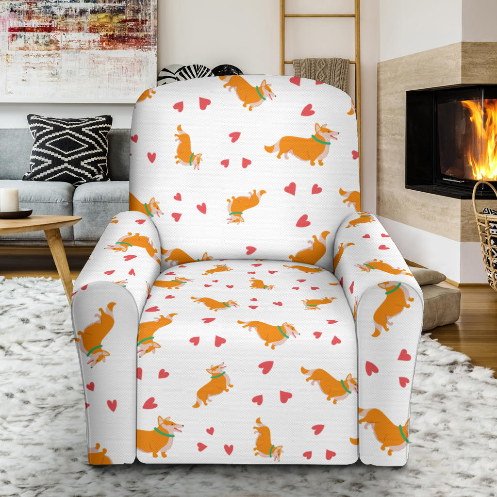 Cardigan Welsh Corgis Pattern Print Design 04 Recliner Slipcover with Pocket
