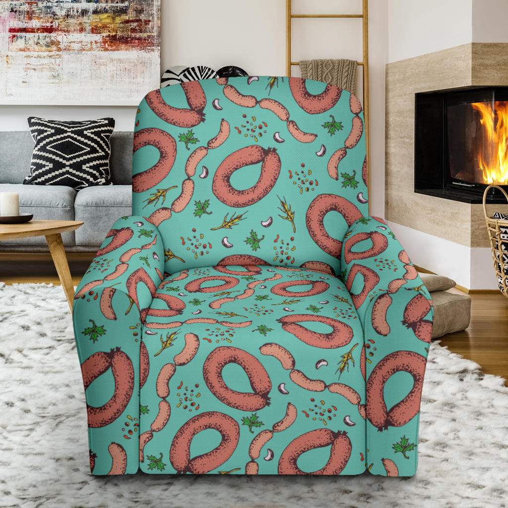 Sausage Print Design LKS303 Recliner Slipcover with Pocket