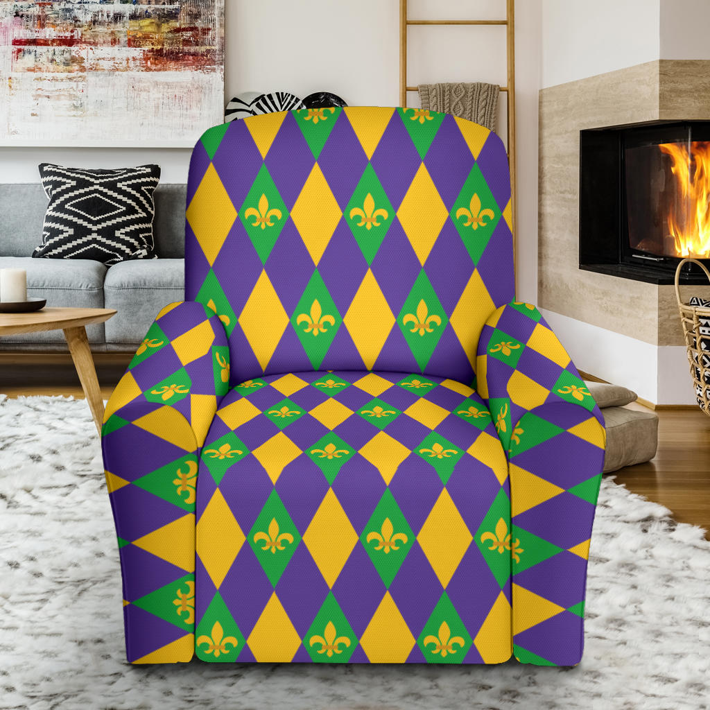 Mardi Gras Pattern Print Design 05 Recliner Slipcover with Pocket