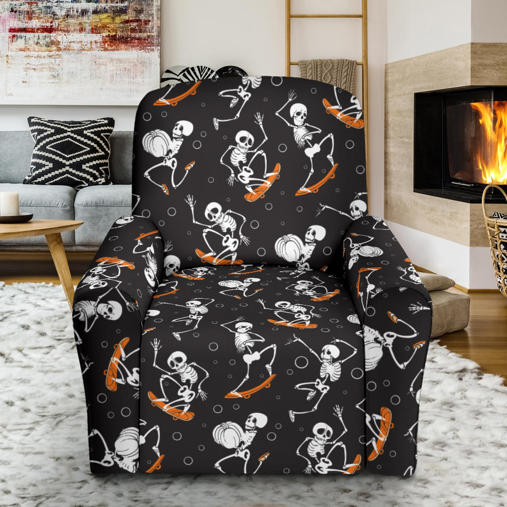 Skateboard With Skeleton Print Design LKS303 Recliner Slipcover with Pocket