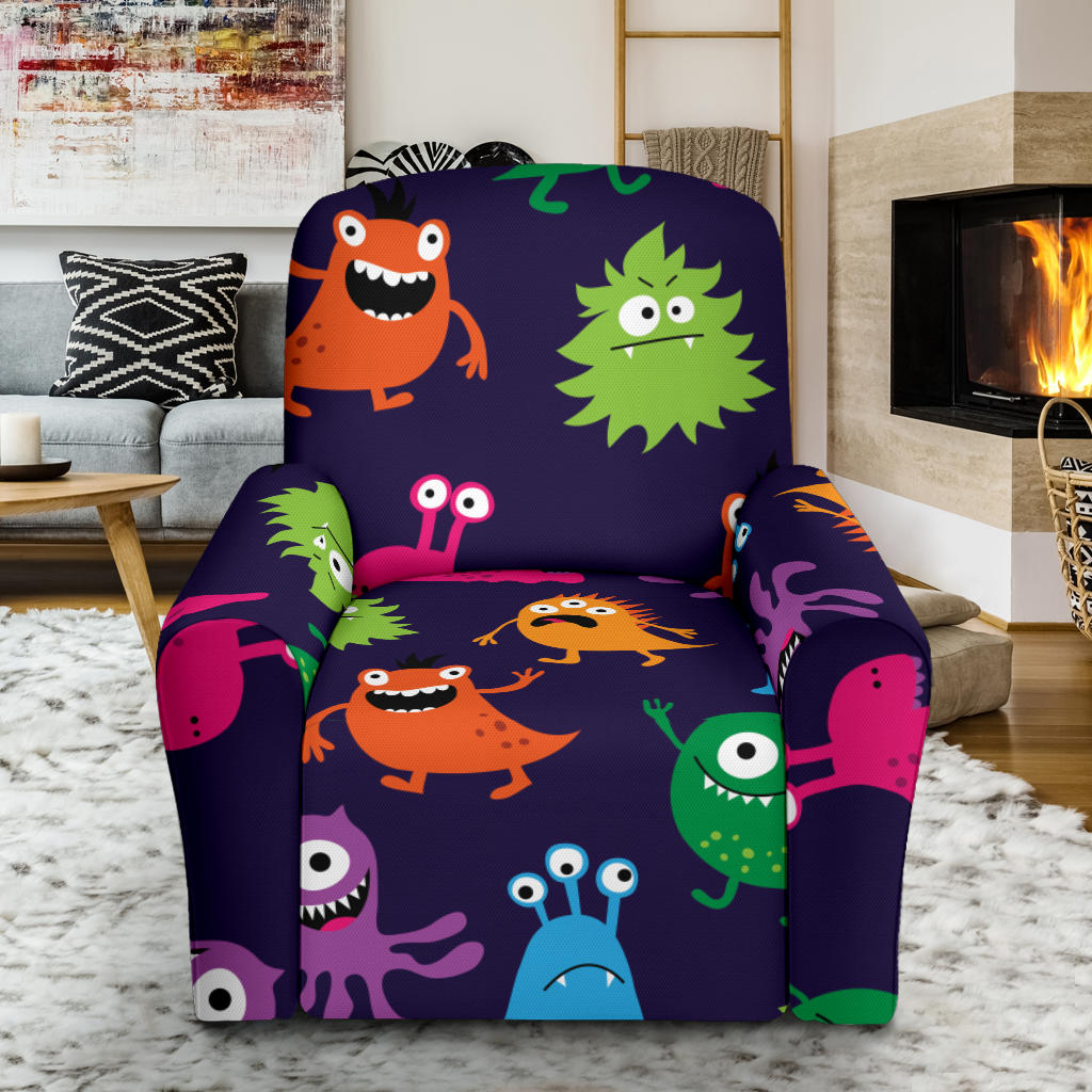 Monster Cartoon Pattern Print Design 02 Recliner Slipcover with Pocket