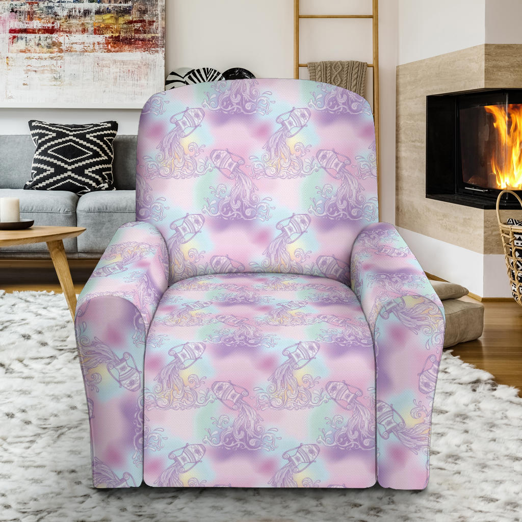 Aquarius Zodiac Pattern Print Design 01 Recliner Slipcover with Pocket