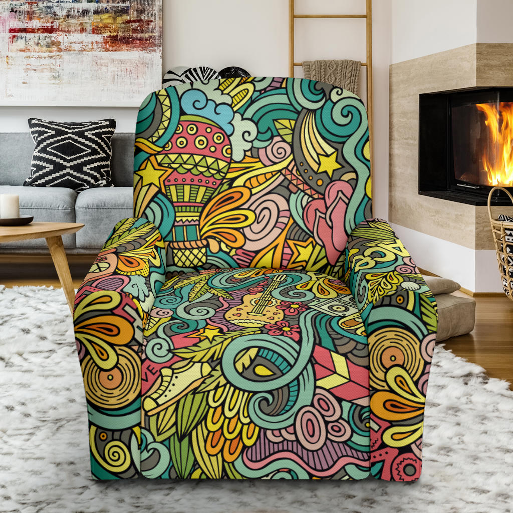 Hippie Print Design LKS302 Recliner Slipcover with Pocket
