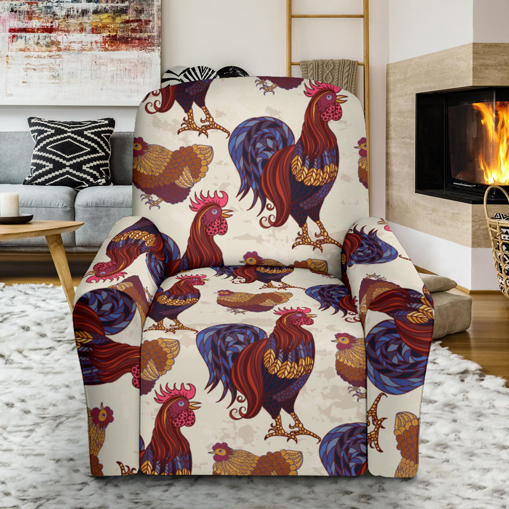 Rooster Pattern Print Design A03 Recliner Slipcover with Pocket
