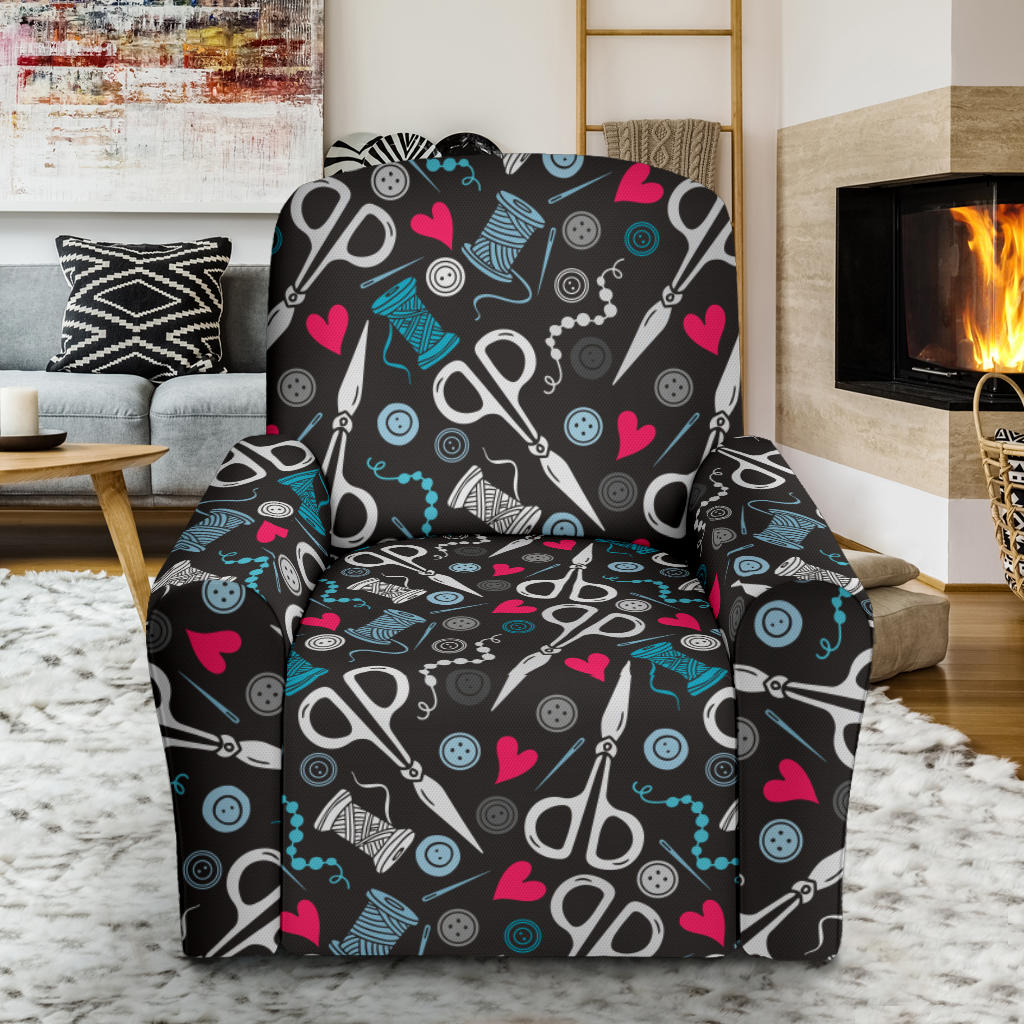 Sewing Equipment Print Design LKS305 Recliner Slipcover with Pocket