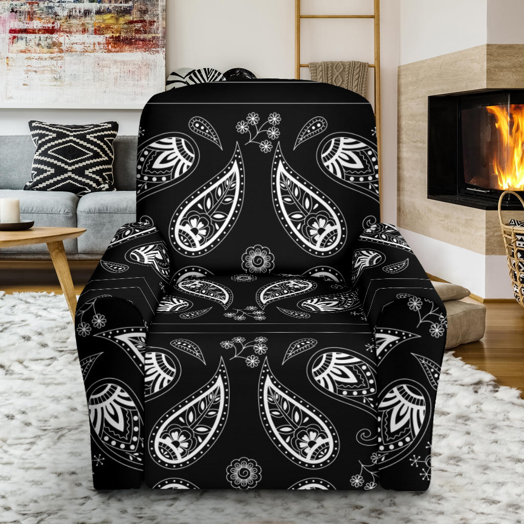 Bandana Paisley Black Print Design LKS308 Single Sofa Slipcover
