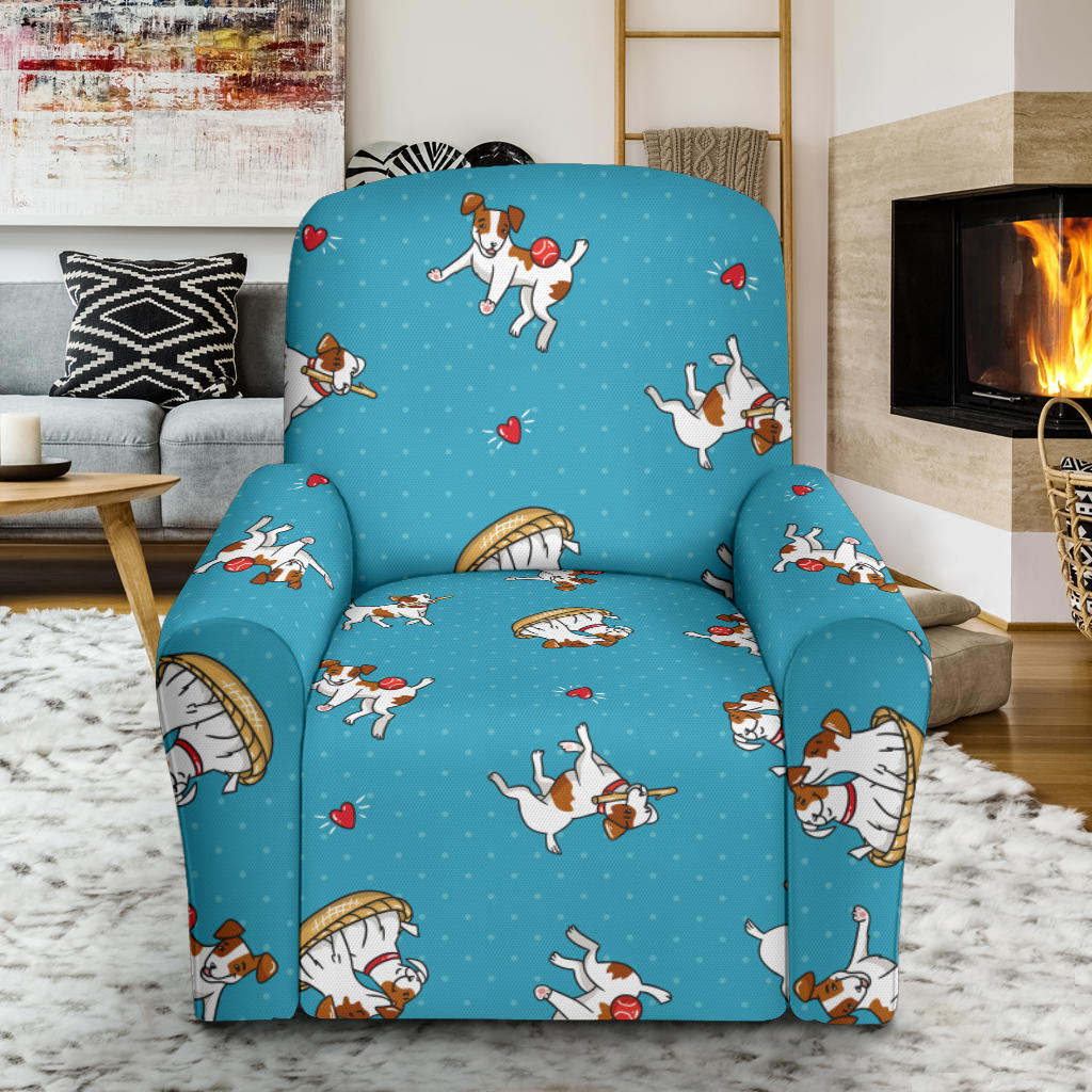 Russell Terriers Playing Print Design LKS305 Recliner Slipcover with Pocket