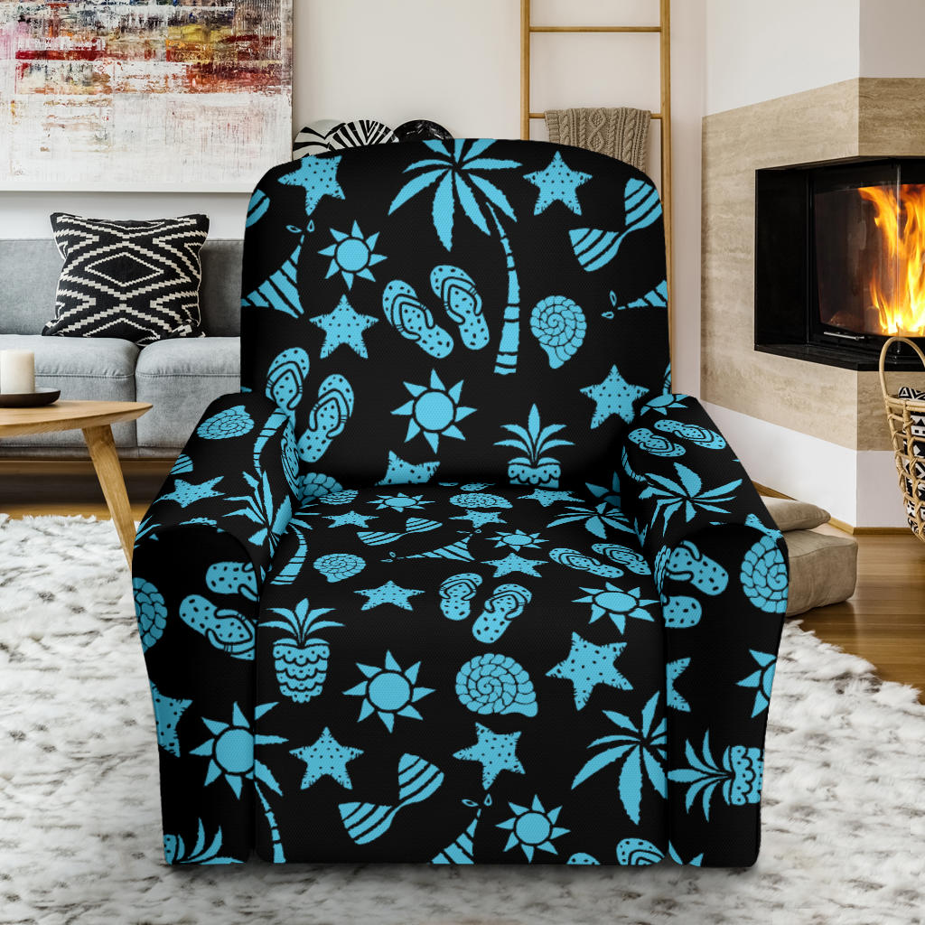 Beach Scene Pattern Print Design 03 Recliner Slipcover with Pocket