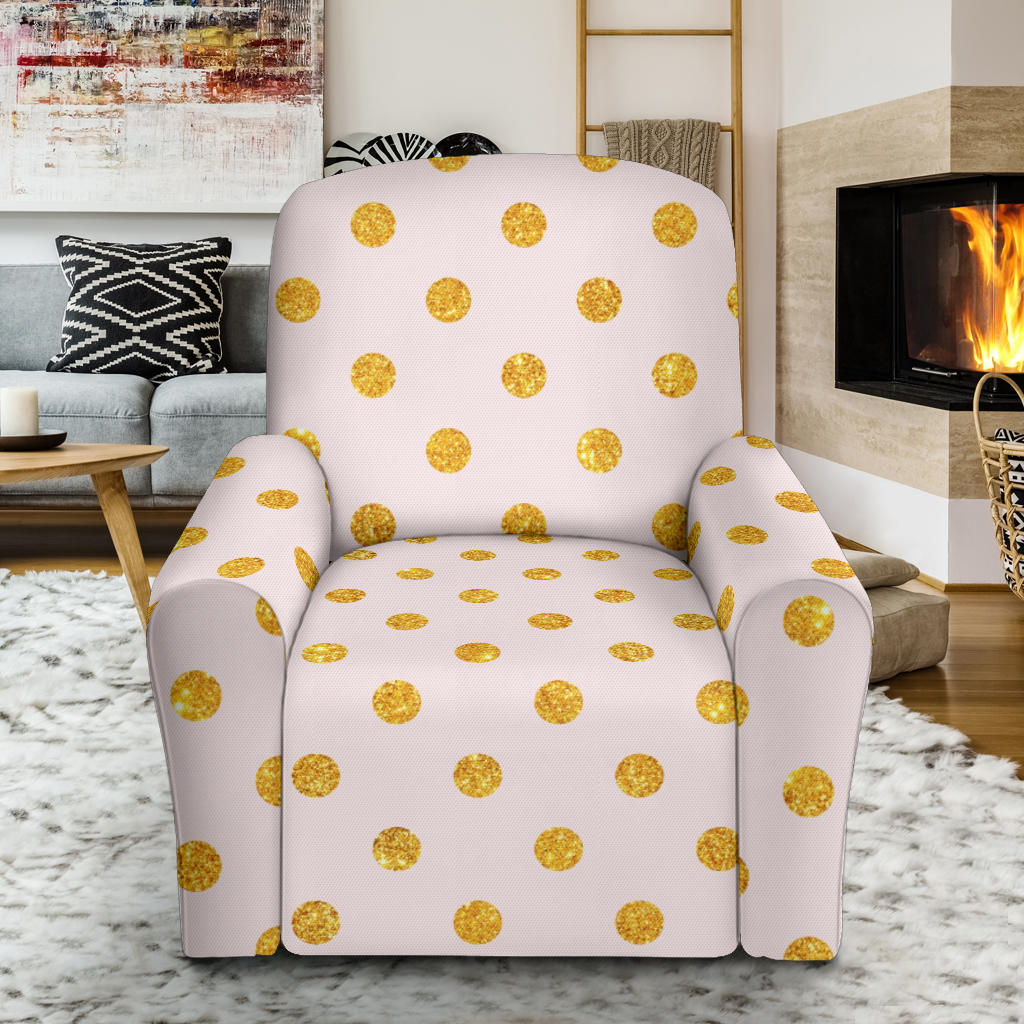 Polka Dot Gold Pink Pattern Print Design 01 Recliner Slipcover with Pocket