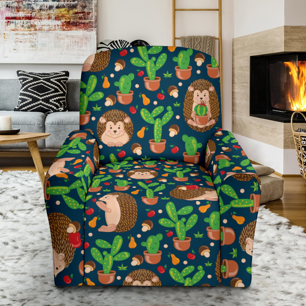 Hedgehog Cactus Pattern Print Design 04 Recliner Slipcover with Pocket
