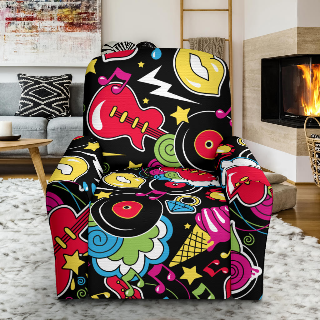 Pop Art Pattern Print Design A04 Recliner Slipcover with Pocket