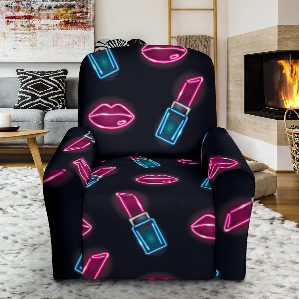 Lipstick Color Neon Pattern Print Design 03 Recliner Slipcover with Pocket