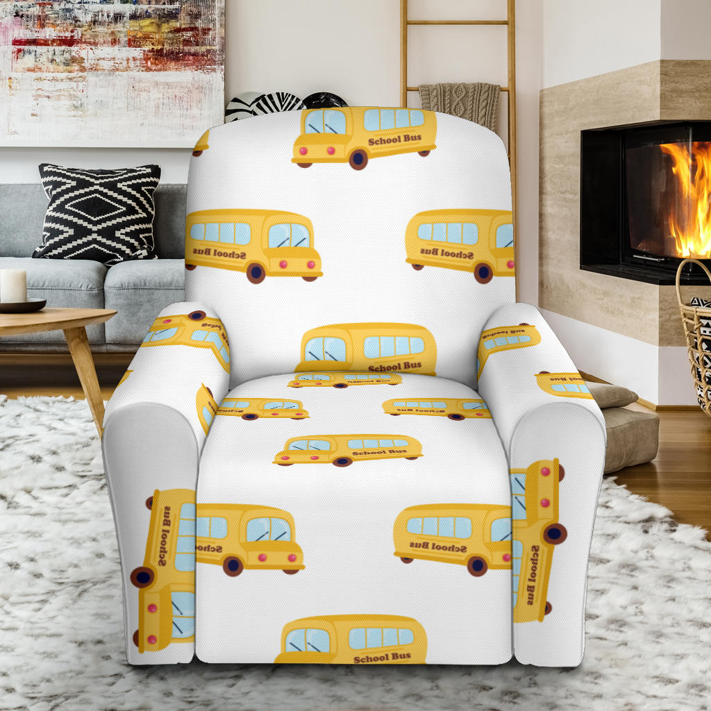School Bus Print Design LKS306 Recliner Slipcover with Pocket