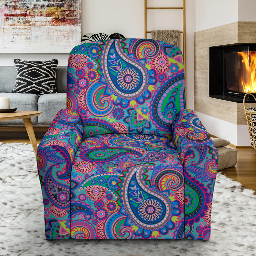 Paisley Colorful Pattern Print Design A02 Recliner Slipcover with Pocket
