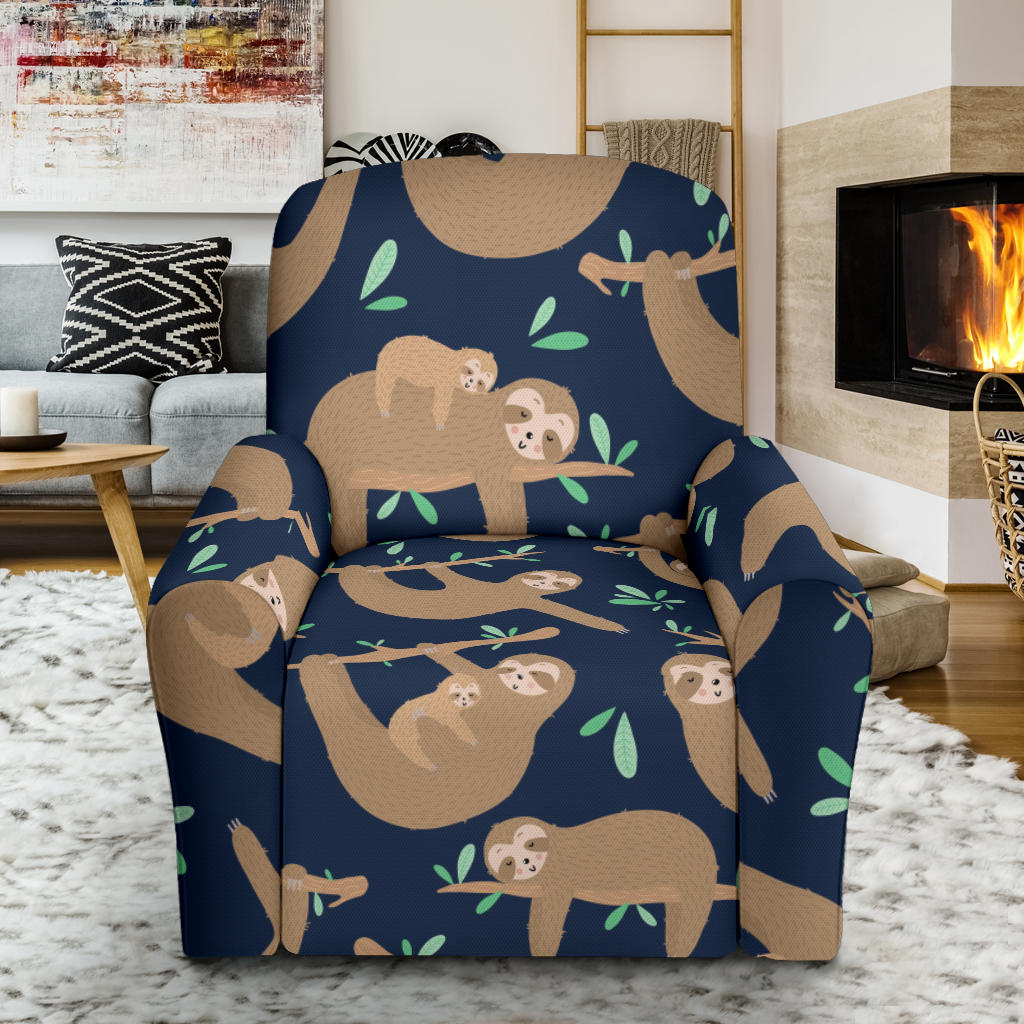 Sloth Print Design LKS307 Recliner Slipcover with Pocket