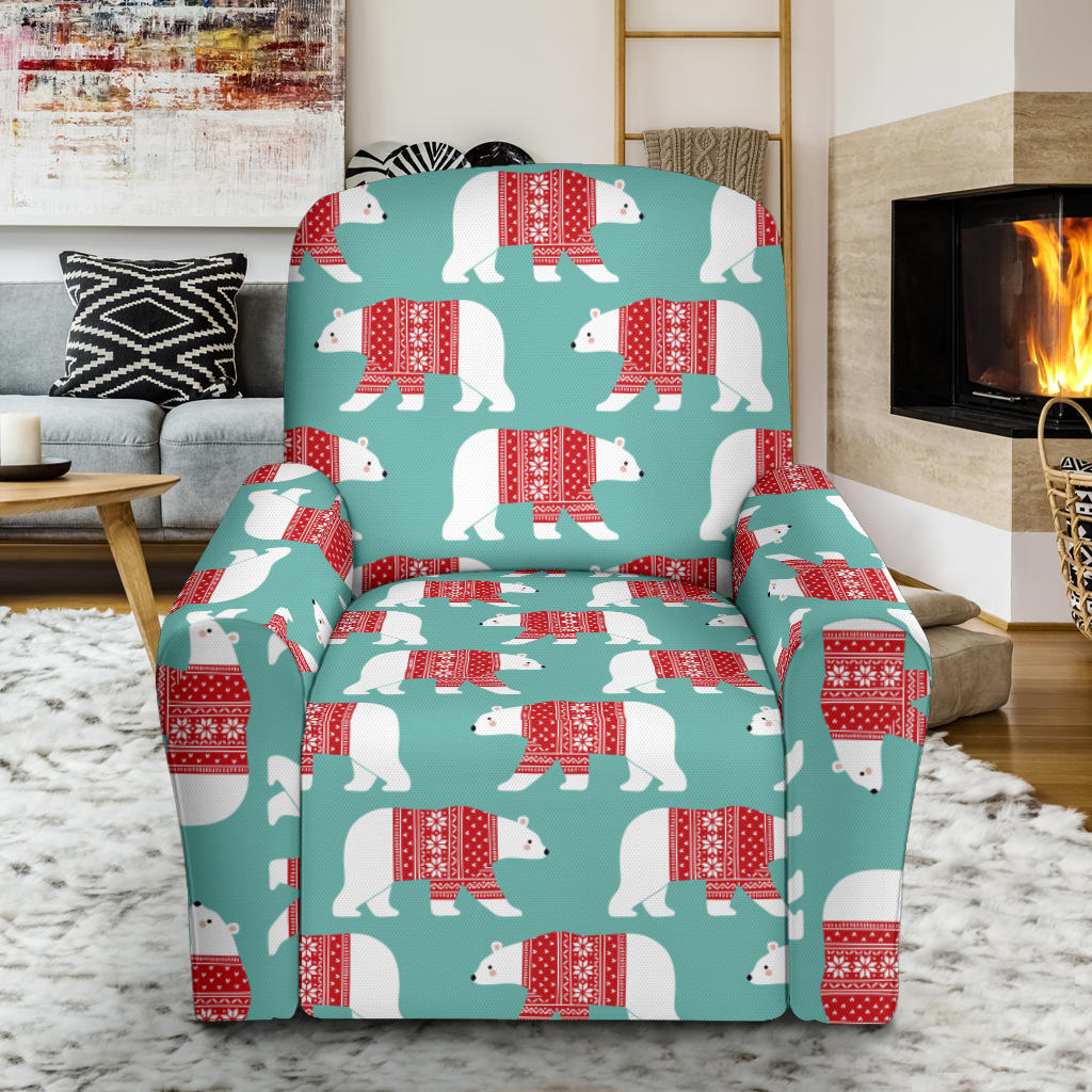 Polar Bear Pattern Print Design A04 Recliner Slipcover with Pocket
